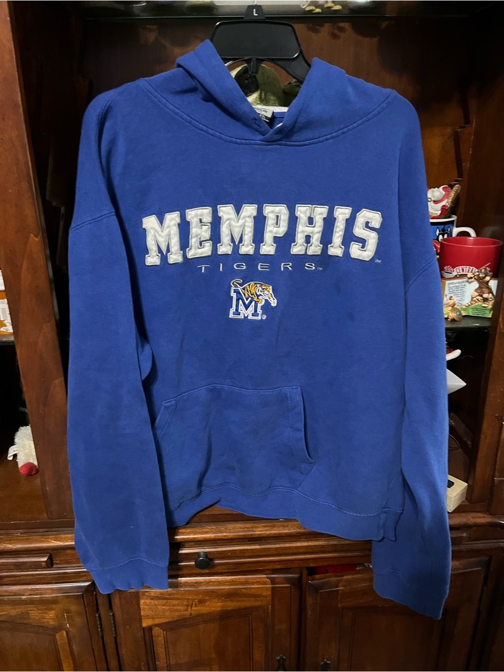 Memphis Tigers Hoodie Men’s XXL Blue Pullover Hooded Sweatshirt NCAA Stadium Ath